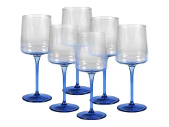 OZAIA Tafelservies-Set Van 6 Blauwe Wijnglazen Op Voet 27 Cl - D. 9.5 X H. 13 Cm - Coraly