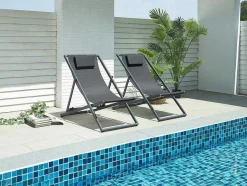 MYLIA Ligstoel-Set Van 2 Chileense Ligstoelen Van Aluminium - Antraciet - Anilio Van