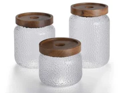 OZAIA Keukenaccessoire En -Opbergruimte-Set Van 3 Conservepotten Voor Voedingswaren - 3 Afmetingen - Glas - Transparant - Festini