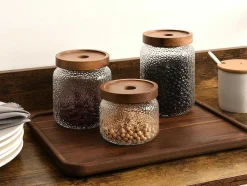 OZAIA Keukenaccessoire En -Opbergruimte-Set Van 3 Conservepotten Voor Voedingswaren - 3 Afmetingen - Glas - Transparant - Festini