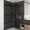 Shower & Design Douchewandpaneel-Set Van 2 Douchewandpanelen Met Marmereffect Van Aluminium Met Profielen - 2 X L90 X H210 Cm Eneko
