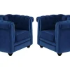Vente-unique Fauteuil Stof-Set Van 2 Fauteuils Chesterfield - Fluweel - Konings Blauw