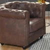 Vente-unique Aanbiedingen: Zitbank & Fauteuil-Set Van 2 Fauteuils Chesterfield Van Microvezel Met Vintage Look