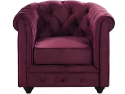 Vente-unique Fauteuil Stof Fluweel / Suedine-Set Van 2 Fauteuils Chesterfield - Fluweel Paars