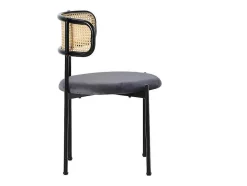 ModernLuxe Stoel-Set Van 2 Fluwelen En Rotan Stoelen - Metalen Poten - Grijs