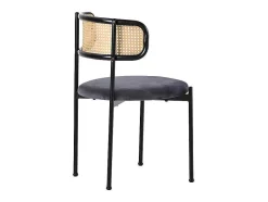ModernLuxe Stoel-Set Van 2 Fluwelen En Rotan Stoelen - Metalen Poten - Grijs