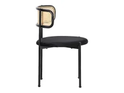 ModernLuxe Stoel-Set Van 2 Fluwelen En Rotan Stoelen - Metalen Poten - Zwart