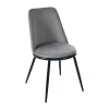 ModernLuxe Stoel-Set Van 2 Fluwelen Gestoffeerde Stoelen Met Rugleuning - Zwart Metalen Structuur - Grijs