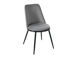 ModernLuxe Stoel-Set Van 2 Fluwelen Gestoffeerde Stoelen Met Rugleuning - Zwart Metalen Structuur - Grijs