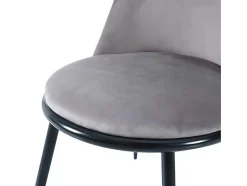 ModernLuxe Stoel-Set Van 2 Fluwelen Gestoffeerde Stoelen Met Rugleuning - Zwart Metalen Structuur - Grijs