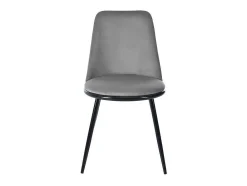 ModernLuxe Stoel-Set Van 2 Fluwelen Gestoffeerde Stoelen Met Rugleuning - Zwart Metalen Structuur - Grijs