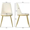 ModernLuxe Stoel-Set Van 4 Fluwelen Gestoffeerde Stoelen Met Rugleuning - Goud Metalen Structuur - Beige