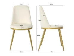 ModernLuxe Stoel-Set Van 4 Fluwelen Gestoffeerde Stoelen Met Rugleuning - Goud Metalen Structuur - Beige