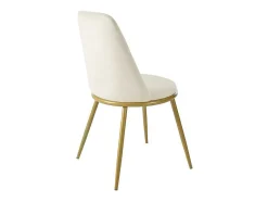 ModernLuxe Stoel-Set Van 4 Fluwelen Gestoffeerde Stoelen Met Rugleuning - Goud Metalen Structuur - Beige
