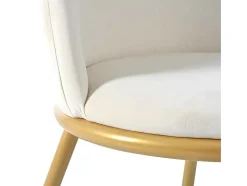 ModernLuxe Stoel-Set Van 4 Fluwelen Gestoffeerde Stoelen Met Rugleuning - Goud Metalen Structuur - Beige
