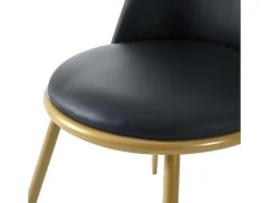 ModernLuxe Stoel-Set Van 4 Fluwelen Gestoffeerde Stoelen Met Rugleuning - Goudkleurige Metalen Structuur - Zwart