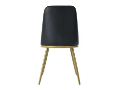 ModernLuxe Stoel-Set Van 4 Fluwelen Gestoffeerde Stoelen Met Rugleuning - Goudkleurige Metalen Structuur - Zwart