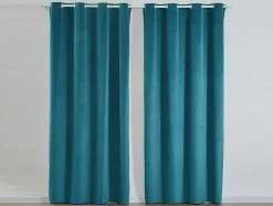 OZAIA Huistextiel-Set Van 2 Fluwelen Gordijnen - 140 X 260 Cm - Blauw - Ahtari