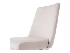 ModernLuxe Stoel-Set Van 2 Fluwelen Sledestoelen - Rugleuning Ruitpatroon - Onderstel Zilverkleurig Metaal - Beige
