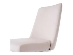ModernLuxe Stoel-Set Van 2 Fluwelen Sledestoelen - Rugleuning Ruitpatroon - Onderstel Zilverkleurig Metaal - Beige