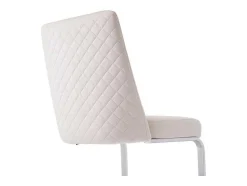 ModernLuxe Stoel-Set Van 2 Fluwelen Sledestoelen - Rugleuning Ruitpatroon - Onderstel Zilverkleurig Metaal - Beige