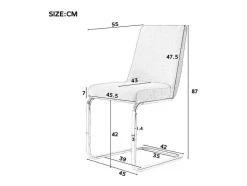ModernLuxe Stoel-Set Van 4 Fluwelen Sledestoelen - Rugleuning Ruitpatroon - Onderstel Zilverkleurig Metaal - Beige