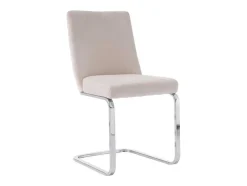 ModernLuxe Stoel-Set Van 4 Fluwelen Sledestoelen - Rugleuning Ruitpatroon - Onderstel Zilverkleurig Metaal - Beige