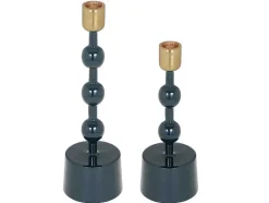 OZAIA Kandelaar En Kaars-Set Van 2 Geemailleerde Aluminium Kandelaars - H.26,5 Cm En H.22 Cm - Eend Blauw - Parina