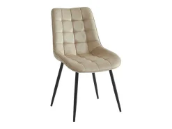 Vente-unique Stoel-Set Van 6 Gewatteerde Stoelen - Velours En Zwart Metaal - Beige - Ollua