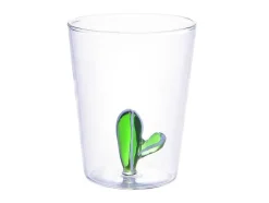 OZAIA Tafelservies-Set Van 4 Glazen Met Cactus - Transparant En Groen - O8 X H10 Cm - Puntia
