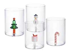 OZAIA Tafelservies-Set Van 4 Glazen Met Kerstmotieven - O7,5 X H9,5 Cm - Scopa