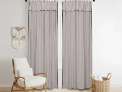 OZAIA Aanbiedingen: Woonaccessoires-Set Van 2 Gordijnen Van Katoen En Linnen - 140 X 280 Cm - Taupegrijs - Borina