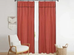OZAIA Aanbiedingen: Woonaccessoires-Set Van 2 Gordijnen Van Katoen En Linnen - 140 X 280 Cm - Terracotta - Borina