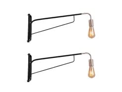 OZAIA Wandlamp-Set Van 2 Hangende Wandlampen - Metaal - L65 X D10 X H25 Cm - Zwart En Koperkleurig - Colwood.