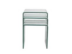 Vente-unique Salontafel-Set Van 3 Inschuifbare Bijzettafels Minka - Glas