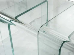 Vente-unique Salontafel-Set Van 3 Inschuifbare Bijzettafels Minka - Glas