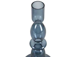 OZAIA Kandelaar En Kaars-Set Van 2 Kandelaars - D9 X H21 Cm En D9 X H18,5 Cm - Glas - Blauw - Kandie