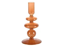 OZAIA Kandelaar En Kaars-Set Van 2 Kandelaars - H21 En 18,5 Cm - Glas - Oranje - Kandie