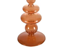OZAIA Kandelaar En Kaars-Set Van 2 Kandelaars - H21 En 18,5 Cm - Glas - Oranje - Kandie