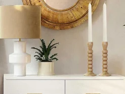 OZAIA Aanbiedingen: Woonaccessoires-Set Van 2 Kandelaars Van Mangohout - H23 Cm - Naturel - Fainin