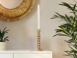 OZAIA Aanbiedingen: Woonaccessoires-Set Van 2 Kandelaars Van Mangohout - H23 Cm - Naturel - Fainin