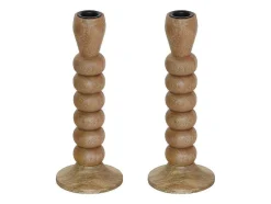 OZAIA Aanbiedingen: Woonaccessoires-Set Van 2 Kandelaars Van Mangohout - H23 Cm - Naturel - Fainin