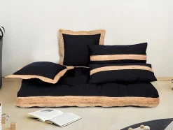 OZAIA Huistextiel-Set Van 2 Katoenen En Jute Kussens - 30 X 60 Cm - Naturel En Zwart - Natura