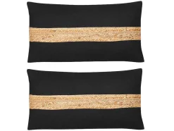 OZAIA Huistextiel-Set Van 2 Katoenen En Jute Kussens - 30 X 60 Cm - Naturel En Zwart - Natura