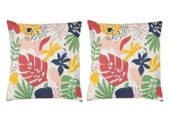 OZAIA Tuindecoratie-Set Van 2 Katoenen Kussens Met Bloemmotief - 45 X 45 Cm - Veelkleurig - Bariola