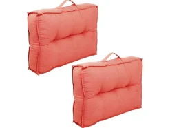 OZAIA Tuindecoratie-Set Van 2 Katoenen Paletkussens - 40 X 60 X 12 Cm - Koraal - Baila