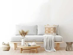 OZAIA Huistextiel-Set Van 2 Kussens Van Katoen Met Franjes Karius - 40 X 40 Cm - Geel En Beige