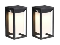 SOLARGEO Tuinlamp-Set Van 2 Led-Buitenwandlampen Op Zonne-Energie - L. 15 X H. 30 Cm - Metaal - Zwart - Fozzano