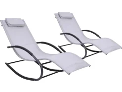 MYLIA Ligstoel-Set Van 2 Ligstoelen - Lichtgrijs - Lombok Van