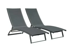 MYLIA Ligstoel-Set Van 2 Ligstoelen Met Verschillende Standen Van Aluminium En Textileen - Antraciet - Saranda Van